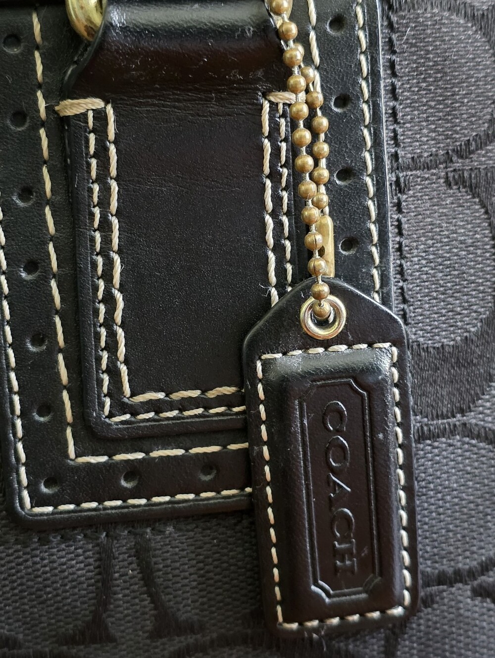 Coach 10532 Hamptons Signature Jacquard Satchel Black Leather Y2K - Picture 5 of 16